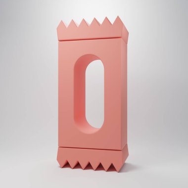 Pembe Şeker ikonu pembe arka planda izole edilmiş. Minimalizm kavramı. 3 Boyutlu resimleme.