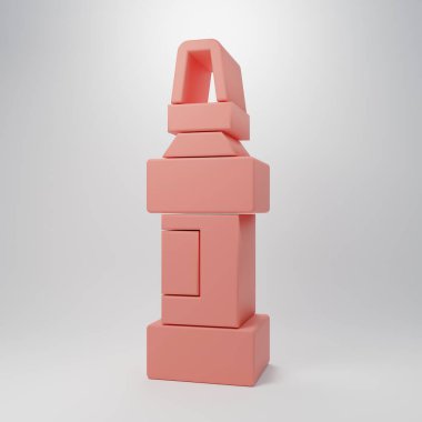 Pembe İşaretli kalem simgesi pembe arkaplanda izole edilmiş. Minimalizm kavramı. 3 Boyutlu resimleme.