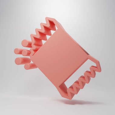 Pembe arka planda izole edilmiş pembe biber ikonu paketi. Minimalizm kavramı. 3 Boyutlu resimleme .