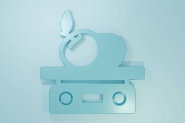Blue Electronic scales for product icon isolated on blue background. Weight for food. Weighing process in store or supermarket. Minimalism concept. 3D render illustration .
