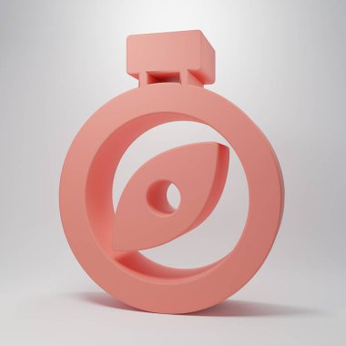 Pembe pusula simgesi pembe arkaplanda izole edildi. Rüzgâr yön bulma sembolü. Rüzgar gül işareti. Minimalizm kavramı. 3 Boyutlu resimleme .
