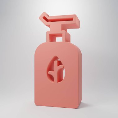 Pembe organik kozmetik ikonu pembe arka planda izole edilmiş. Vücut bakım ürünleri. Minimalizm kavramı. 3 Boyutlu resimleme .
