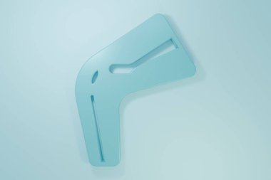 Blue Bone pain icon isolated on blue background. Orthopedic medical. Disease of the joints and bones, arthritis. Minimalism concept. 3D render illustration.