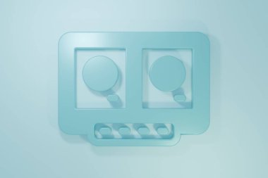 Mavi arkaplanda izole edilmiş müzik simgesini çalmak ve karıştırmak için mavi DJ kumandası. DJ karıştırıcı, vinil çalar ve uzaktan kumandayla tamamlandı. Minimalizm kavramı. 3 Boyutlu resimleme.