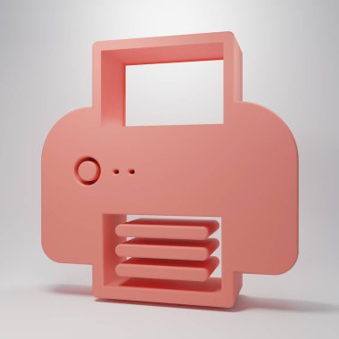 Pembe yazıcı simgesi pembe arkaplanda izole edilmiş. Minimalizm kavramı. 3 Boyutlu resimleme.