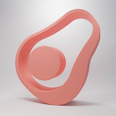 Pembe Avokado meyve ikonu pembe arka planda izole edilmiş. Minimalizm kavramı. 3 Boyutlu resimleme.