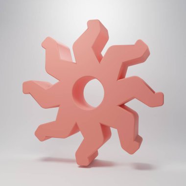 Pembe Güneş simgesi pembe arkaplanda izole edilmiş. Minimalizm kavramı. 3 Boyutlu resimleme.