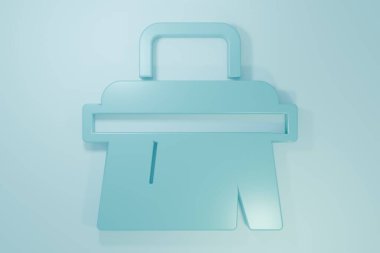 Blue Sauna brush icon isolated on blue background. Wooden brush with coarse bristles for washing in the bath. Anti cellulite massage. Minimalism concept. 3D render illustration.