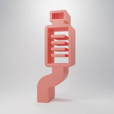 Pembe araba susturucusu ikonu pembe arka planda izole edilmiş. Egzoz borusu. Minimalizm kavramı. 3 Boyutlu resimleme.