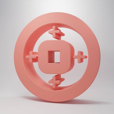 Pembe Çin Yuan para birimi sembolü pembe arka planda izole edilmiş. Bozuk para. Bankacılık işareti. Para sembolü. Minimalizm kavramı. 3 Boyutlu resimleme.