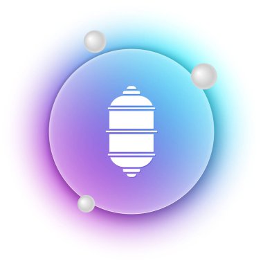 Beyaz Çin kağıt fener ikonu beyaz arka planda izole edildi. Mavi ve mor eğimli çember arkaplan. Vektör.