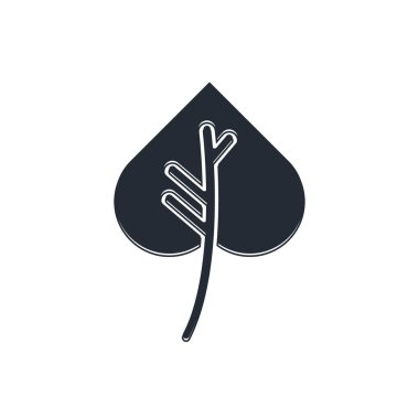 Beyaz arkaplanda siyah yaprak simgesi izole edildi. İşaret bırakıyor. Taze doğal ürün sembolü. Vektör.