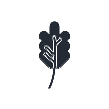 Beyaz arkaplanda siyah yaprak simgesi izole edildi. İşaret bırakıyor. Taze doğal ürün sembolü. Vektör.