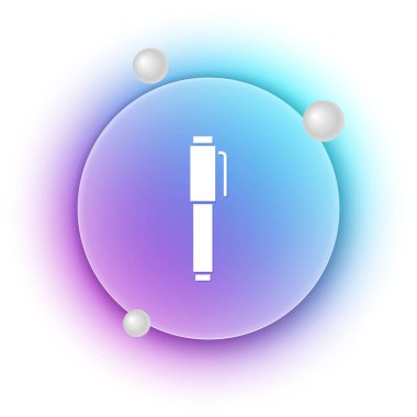 Beyaz kalem simgesi beyaz arkaplanda izole edildi. Mavi ve mor eğimli çember arkaplan. Vektör.