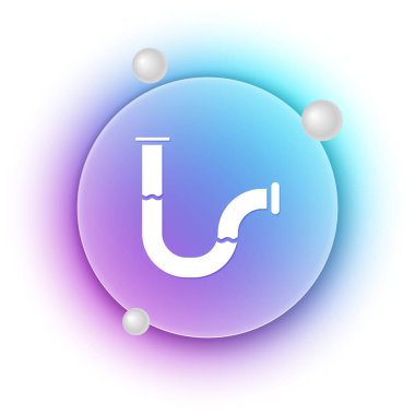 Beyaz Sanayi metalik boru ikonu beyaz arka planda izole edildi. Tesisat boru hattının farklı şekillerde parçaları. Mavi ve mor eğimli çember arkaplan. Vektör.