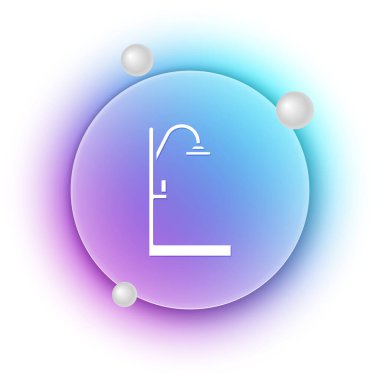 Beyaz arkaplanda beyaz duş simgesi izole edildi. Mavi ve mor eğimli çember arkaplan. Vektör.