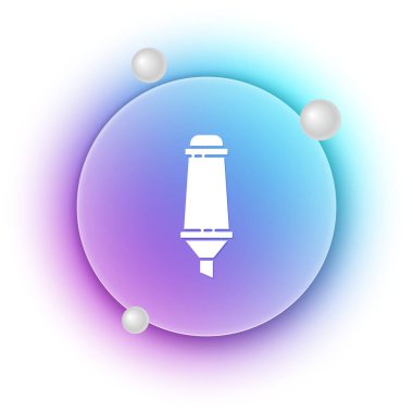 Beyaz İşaretli kalem simgesi beyaz arkaplanda izole edildi. Mavi ve mor eğimli çember arkaplan. Vektör.