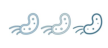 Beyaz arkaplanda mavi virüs simgesi izole edildi. Corona virüsü 2019-nCoV. Bakteri ve mikroplar, hücre kanseri, mikrop, mantar. Vektör.