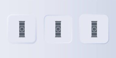 Gri arkaplanda izole edilmiş gri çikolata ikonu. Kare düğmelere simgeleri yerleştir. Vektör.