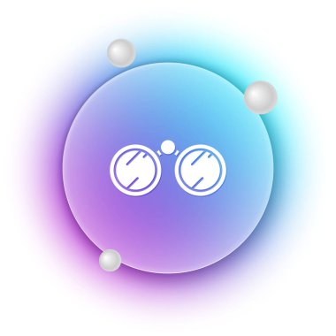 Beyaz Dürbün simgesi beyaz arkaplanda izole edildi. Yazılım işareti bul. Casus ekipman sembolü. Mavi ve mor eğimli çember arkaplan. Vektör.