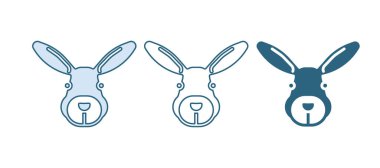 Mavi Tavşan kafası simgesi beyaz arkaplanda izole edildi. Vektör.