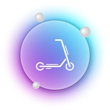 Beyaz Scooter dağıtım simgesi beyaz arka planda izole edildi. Teslimat hizmeti konsepti. Mavi ve mor eğimli çember arkaplan. Vektör.