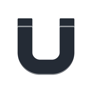 Siyah Mıknatıs simgesi beyaz arkaplanda izole edildi. At nalı mıknatısı, manyetizma, manyetizma, çekim. Vektör.