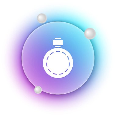 Beyaz arka planda izole edilmiş beyaz matara ikonu. Turist matarası ikonu. Kampanyada bir kavanoz su kullanıldı. Mavi ve mor eğimli çember arkaplan. Vektör.