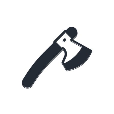 Beyaz arka planda siyah tahta balta simgesi izole edildi. Oduncu baltası. Vektör.