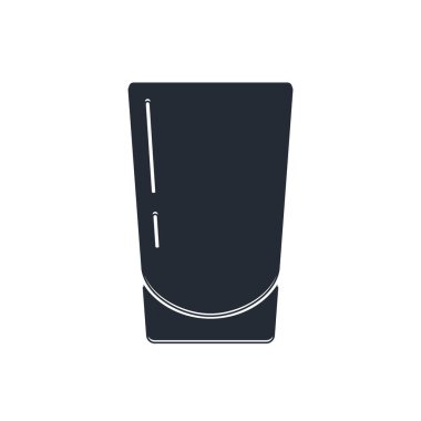 Beyaz zemin üzerinde su ikonu olan siyah cam. Soda bardağı. Vektör.