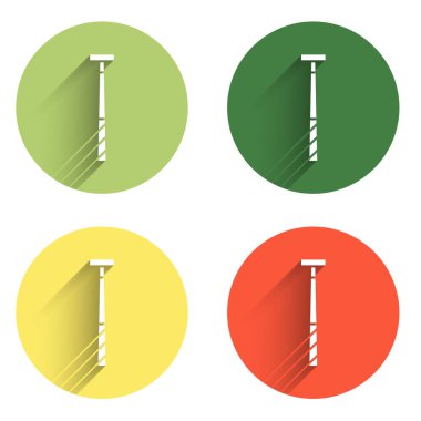 Bilardo ıstakası simgesini uzun gölge arkaplanı ile izole et. Renkli daire düğmesi. Vektör.