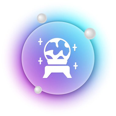 Beyaz Sihirli Top simgesi beyaz arkaplanda izole edildi. Falcı mı? Kristal küre. Mavi ve mor eğimli çember arkaplan. Vektör.