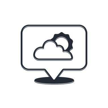 Siyah Konum Bulutu simgesi beyaz arkaplanda izole edildi. Vektör.