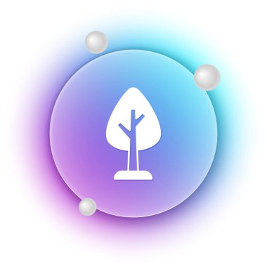 Beyaz ağaç simgesi beyaz arkaplanda izole edildi. Orman sembolü. Mavi ve mor eğimli çember arkaplan. Vektör.