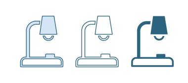 Mavi masa lambası simgesi beyaz arkaplanda izole edildi. Vektör.