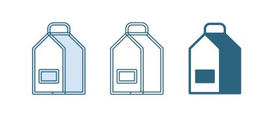 Süt simgesi için mavi kağıt paketi beyaz arka planda izole edildi. Süt paketi işareti. Vektör.