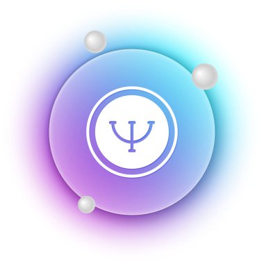 Beyaz psikoloji ikonu beyaz arkaplanda izole edilmiş. Psi sembolü. Akıl sağlığı konsepti, psikanaliz analizi ve psikoterapi. Mavi ve mor eğimli çember arkaplan. Vektör.