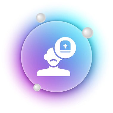 Beyaz erkek doktor ikonu beyaz arka planda izole edildi. Mavi ve mor eğimli çember arkaplan. Vektör.