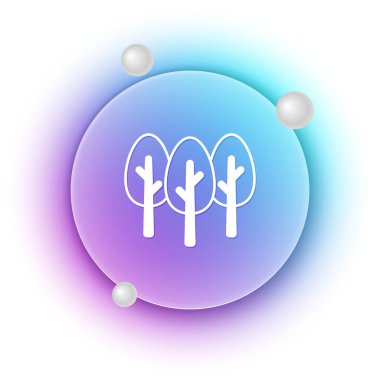 Beyaz ağaç simgesi beyaz arkaplanda izole edildi. Orman sembolü. Mavi ve mor eğimli çember arkaplan. Vektör.