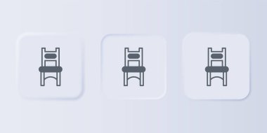 Gri Koltuk simgesi gri arkaplanda izole edildi. Kare düğmelere simgeleri yerleştir. Vektör.