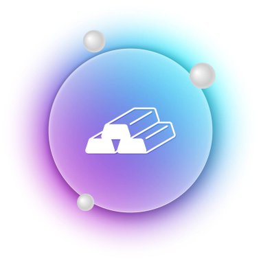 Beyaz arka planda izole edilmiş beyaz altın çubuk simgesi. Bankacılık işi konsepti. Mavi ve mor eğimli çember arkaplan. Vektör.