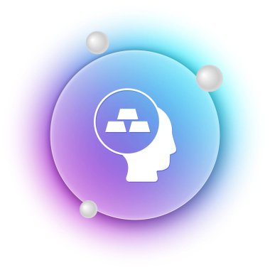 Beyaz arka planda izole edilmiş beyaz altın çubuk simgesi. Bankacılık işi konsepti. Mavi ve mor eğimli çember arkaplan. Vektör.