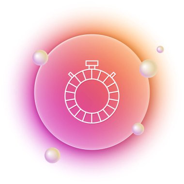 Beyaz arka planda izole edilmiş beyaz matara ikonu. Turist matarası ikonu. Kampanyada bir kavanoz su kullanıldı. Turuncu ve pembe eğimli çember arka planı. Vektör.