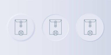 Gri renkli zarf simgesi gri arkaplanda izole edildi. Sil ya da hata mektubu. Mesajı geç. Reddedilmiş posta. Kare düğmelere simgeleri yerleştir. Vektör.