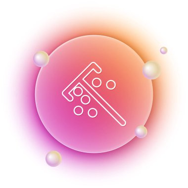 Beyaz arkaplanda izole edilmiş çip simgesi için beyaz çubuk. Kumarhane kumarı. Turuncu ve pembe eğimli çember arka planı. Vektör.