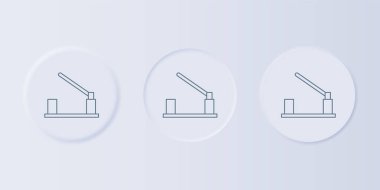 Gri arka planda gri park aracı bariyeri simgesi izole edildi. Sokak durağı sınırı. Kare düğmelere simgeleri yerleştir. Vektör.