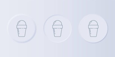 Gri arka planda izole edilmiş waffle külahlı gri dondurma. Güzel sembol. Kare düğmelere simgeleri yerleştir. Vektör.