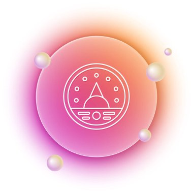 Beyaz Ampere ölçer, multimetre, voltmetre ikonu beyaz arkaplanda izole edilmiş. Elektrik akımını ölçmek için araçlar. Turuncu ve pembe eğimli çember arka planı. Vektör.