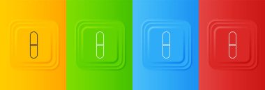 Beyaz Tırnak dosya simgesi renkli arkaplanda izole edildi. Manikür aleti. Kare düğmelere simgeleri yerleştir. Vektör.