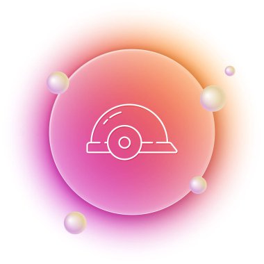 Beyaz İşçi güvenlik başlığı simgesi beyaz arka planda izole edildi. Turuncu ve pembe eğimli çember arka planı. Vektör.